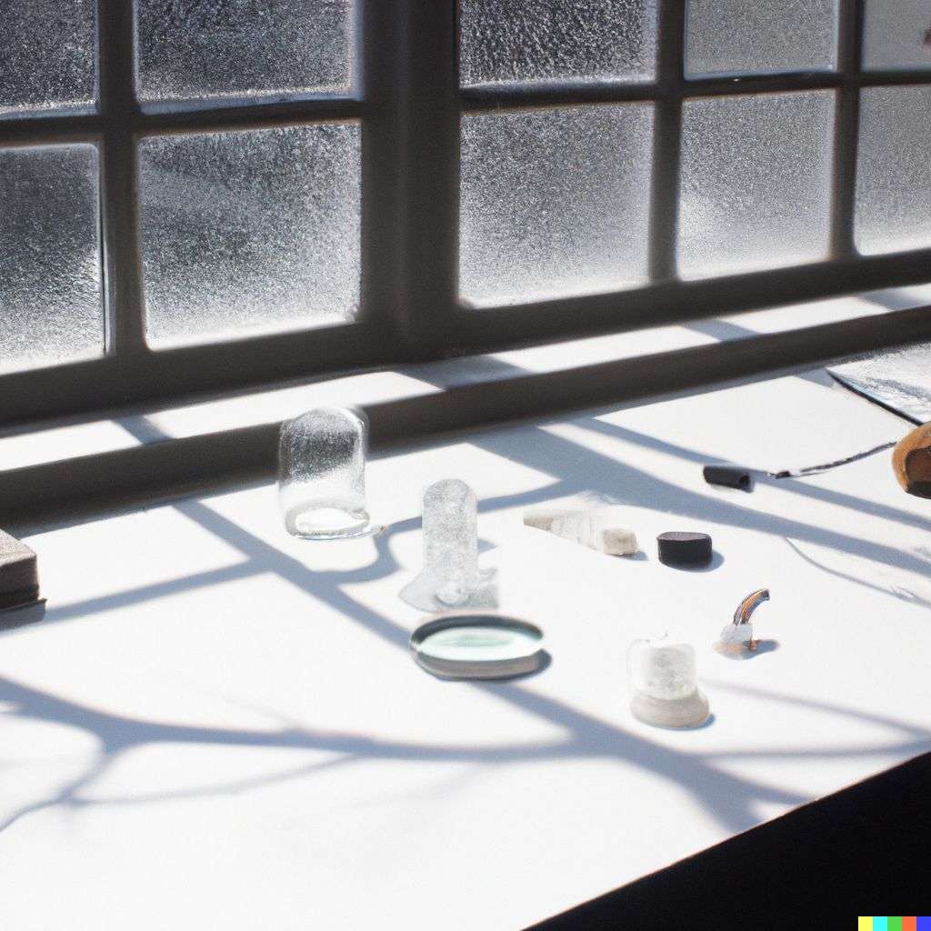 a photograph of the discovery of gravity seen through a window